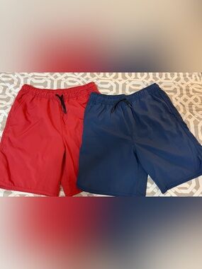 Old Navy Orange & Navy Drawstring Shorts